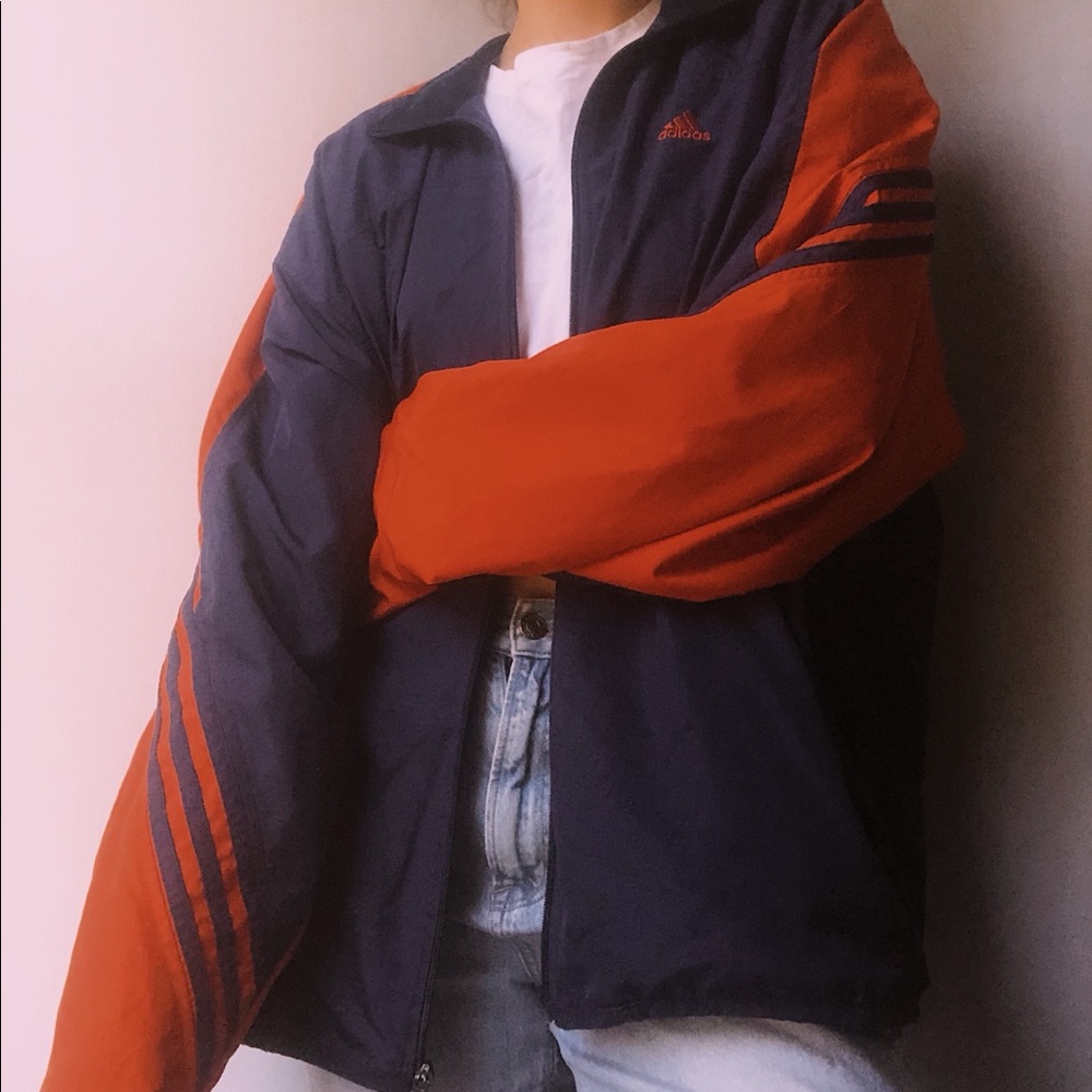 Red and navy adidas windbreaker